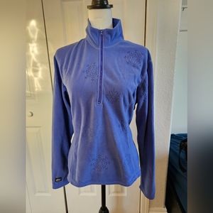 TurtleFur Sweater, Womens Large, Blue, Pullover, Fleece, 1/2 Zip Up